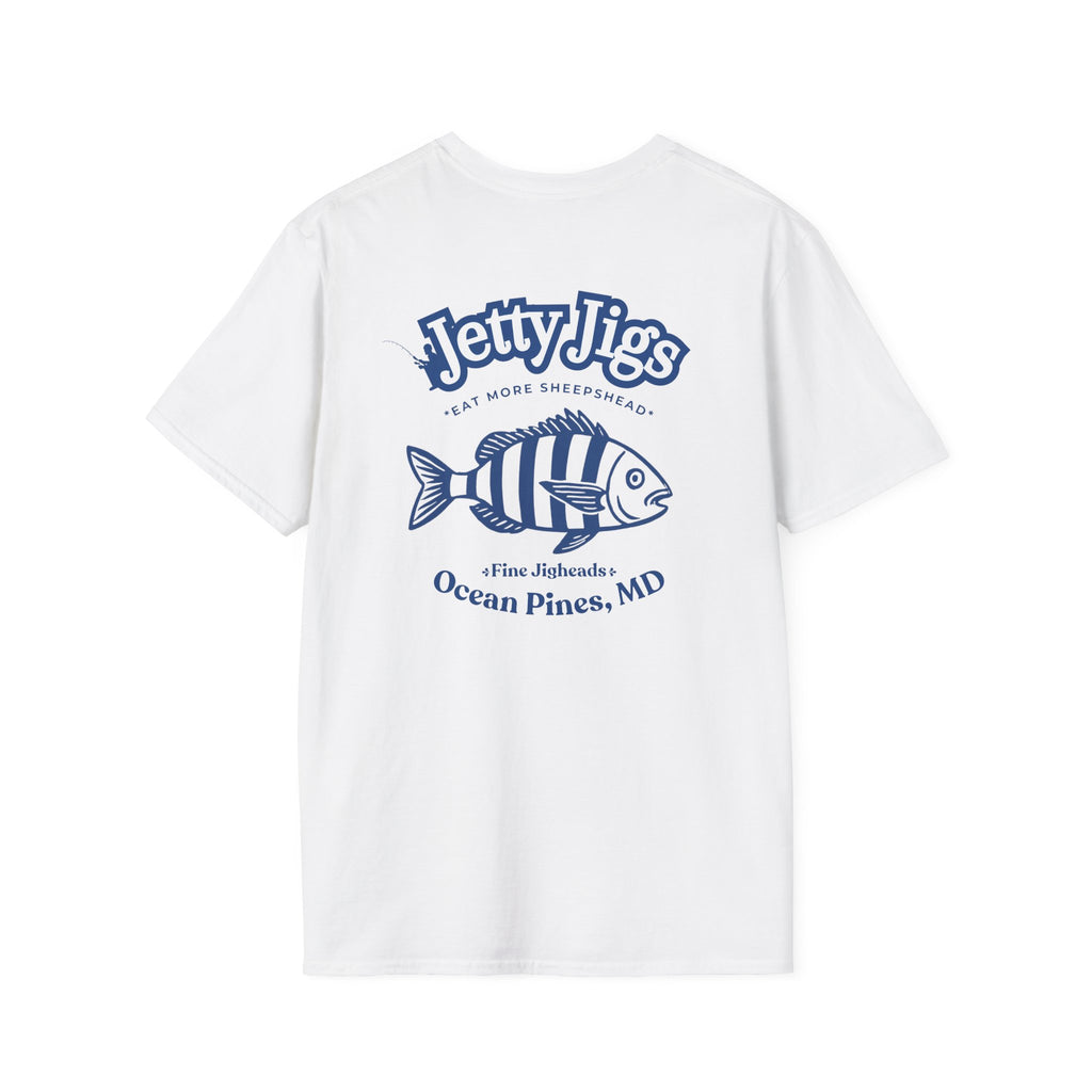 Eat More Sheepshead – Jetty Jigs White T-Shirt