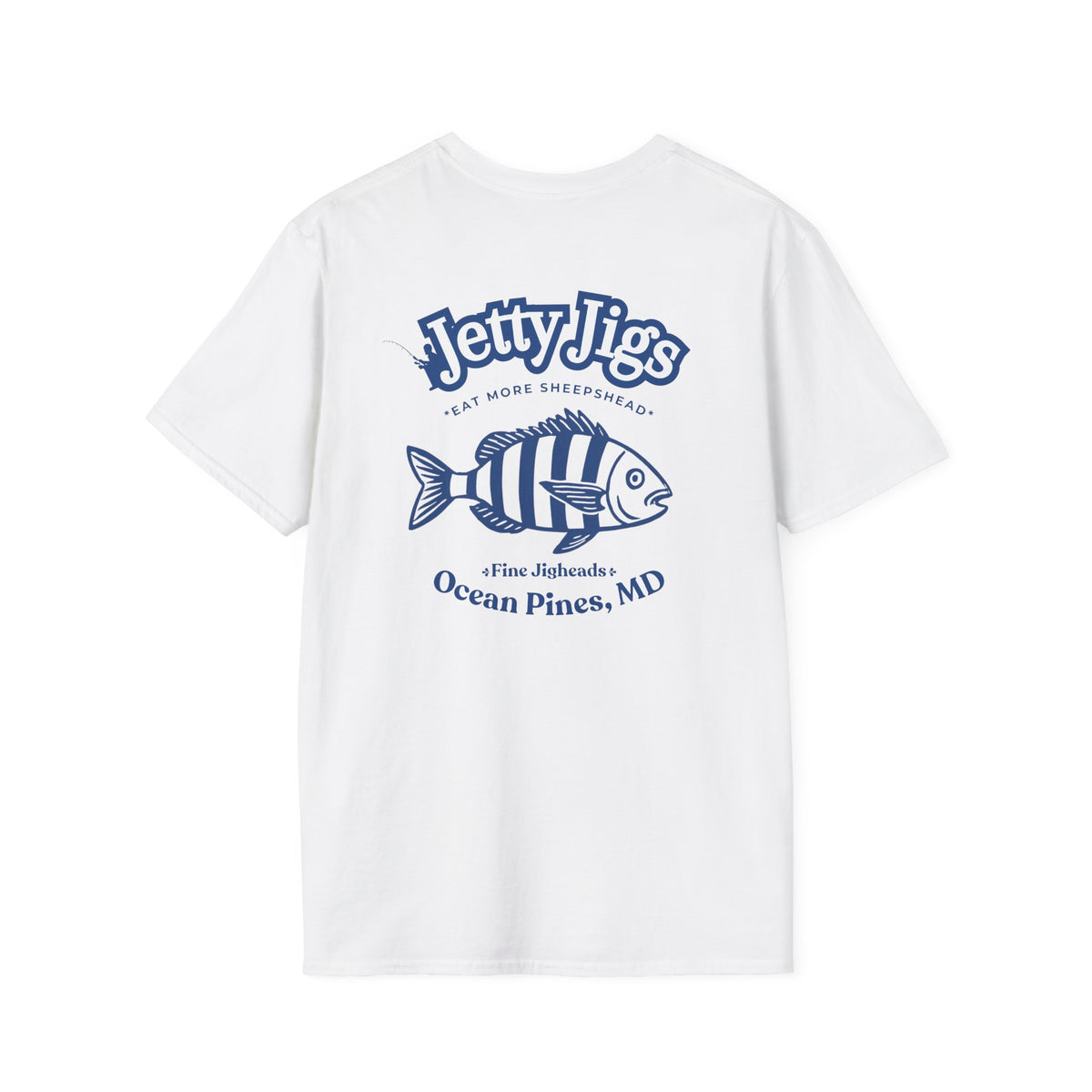 Eat More Sheepshead – Jetty Jigs White T-Shirt